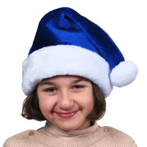 Bonnet peluche très épaisse bleu qualité supérieure avec large rebord
