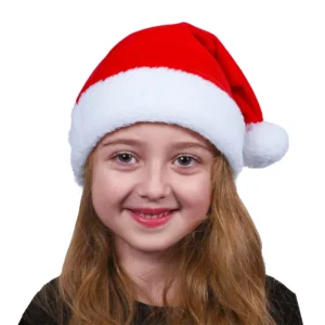 Bonnet de Noël velours, bord et pompon peluche