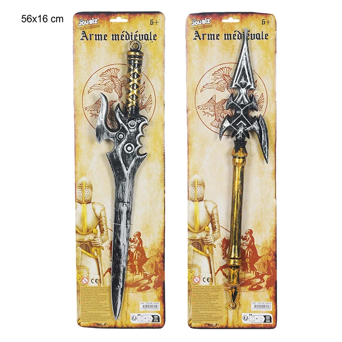 Jouet arme médiéval 2 assortis, taille carte : 56cm de haut et 16cm de large