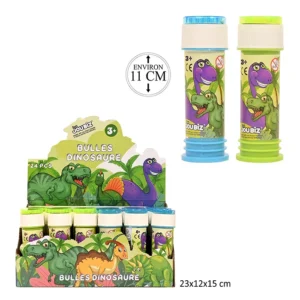 Jouet bulles dinosaures, taille display box : 23 cm de long, 15 cm de haut et 12 cm de large