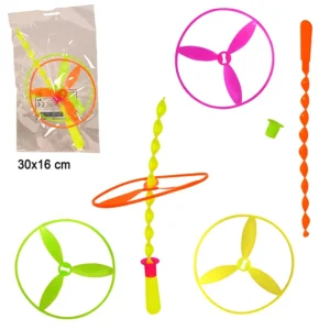 Jouet lance hélice 3 assortis, taille sachet : 30 cm de haut et 16 cm de large