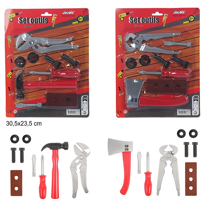Jouet panoplie d'outils de bricolage 2 assortis, taille carte : 30,5 cm de haut et 23,5 cm de large