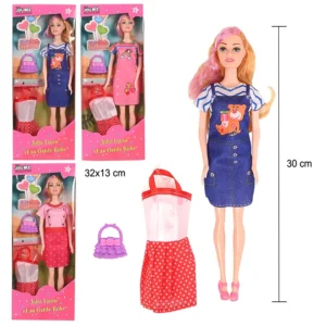 Jouet poupée avec accessoires 3 assortis, 30 cm de haut