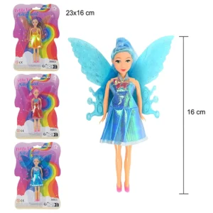 Jouet poupée fée 3 assortis, taille carte : 23cm de haut et 16cm de large