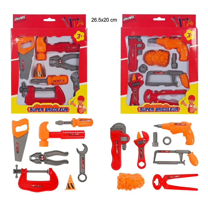 Jouet set outils 2 assortis, taille carte : 26,5 cm de haut et 20 cm de large