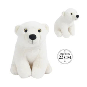 Peluche ours polaire assis, 23cm de haut