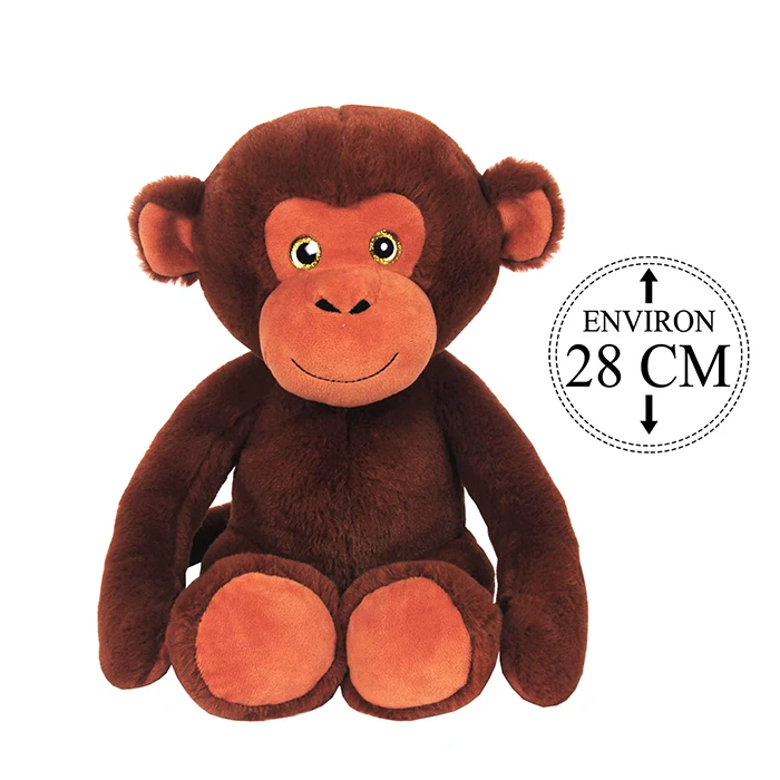 Peluche singe assis, 28cm de haut