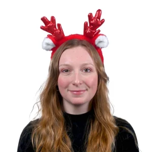 Serre tête style peluche avec oreilles et bois en tissu brillant