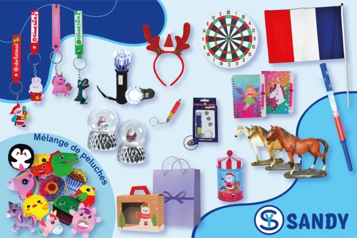 Gamme de peluches, jouets et articles festifs de la marque SANDY